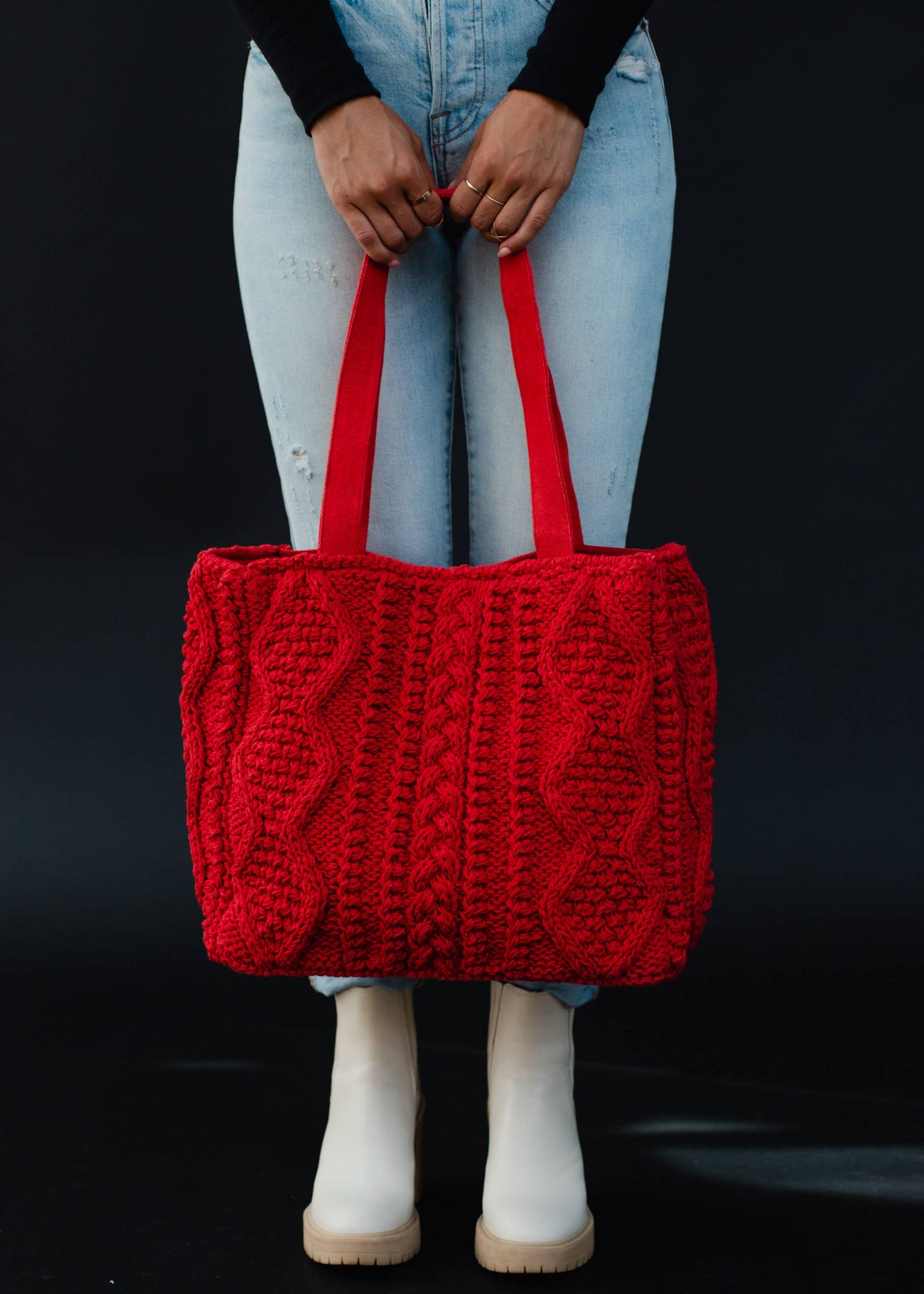 Cable Knit Tote | Multiple Color Options