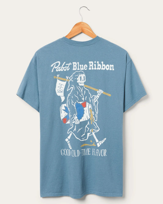 Junkfood Tee Pabst Blue Ribbon Good Old Time Flavor Beer Graphic Tee Unisex
