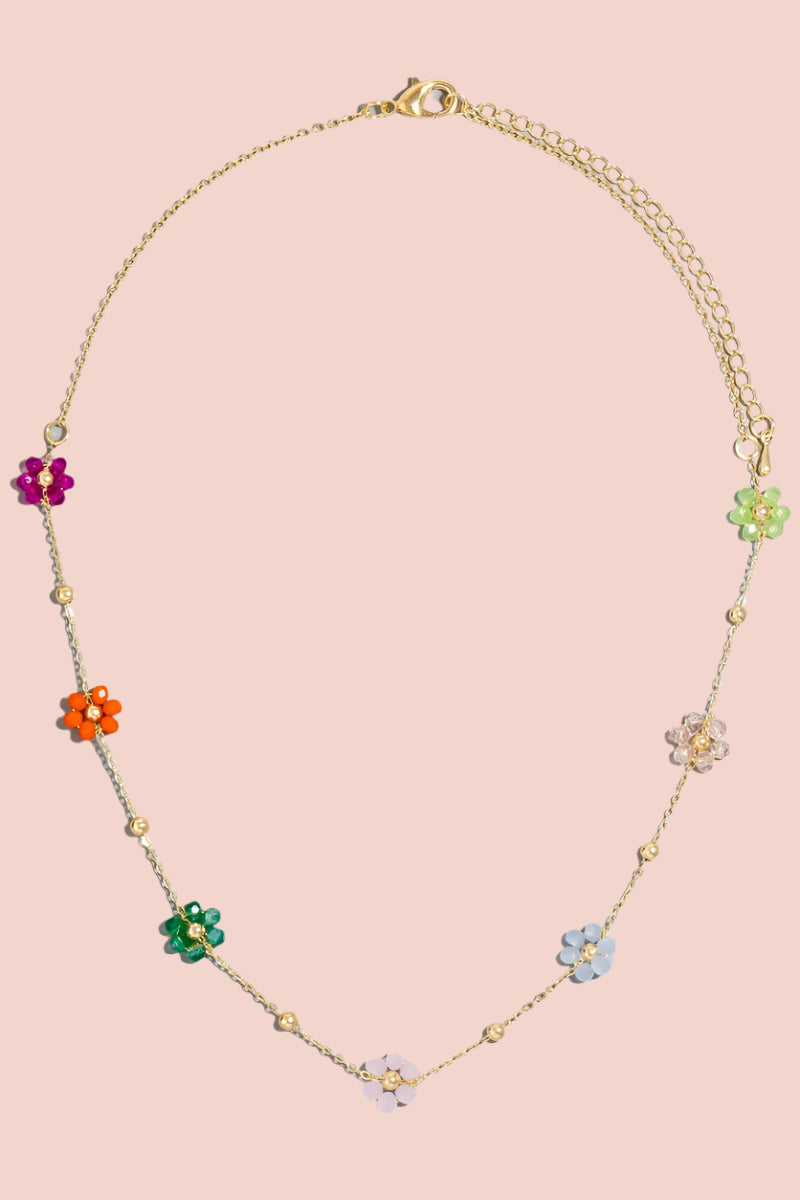 Dainty Daisy Multicolor Beaded Floral Necklace