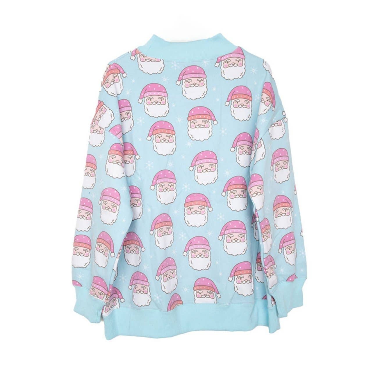 Pink Santa Faces All Over Print Christmas Sweatshirt