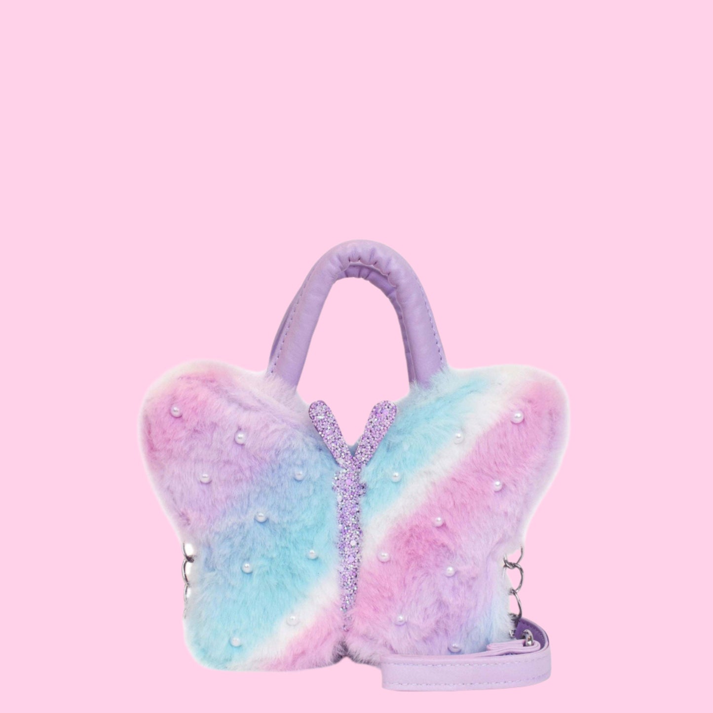 OMG Accessories Butterfly Plush Crossbody Bag