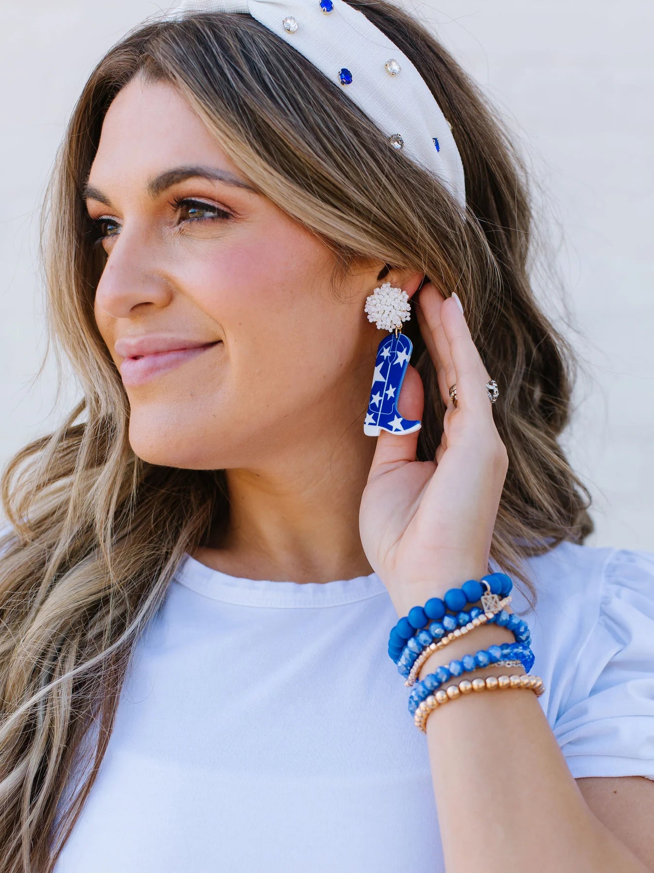 Y'all Star Boots Earrings | Royal Blue