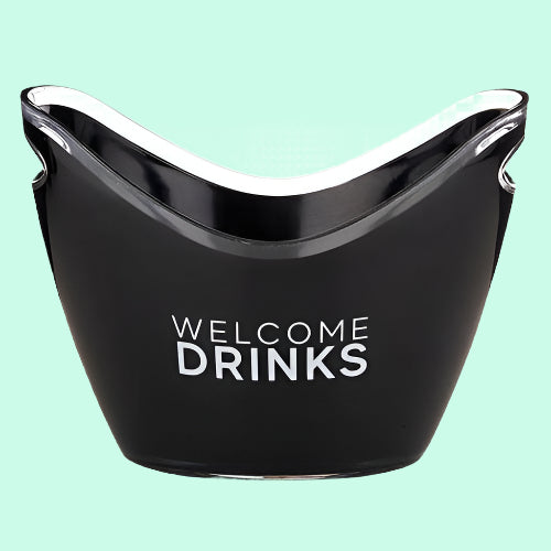 Welcome Drinks Black Champagne Skinny Can Acrylic Ice Bucket