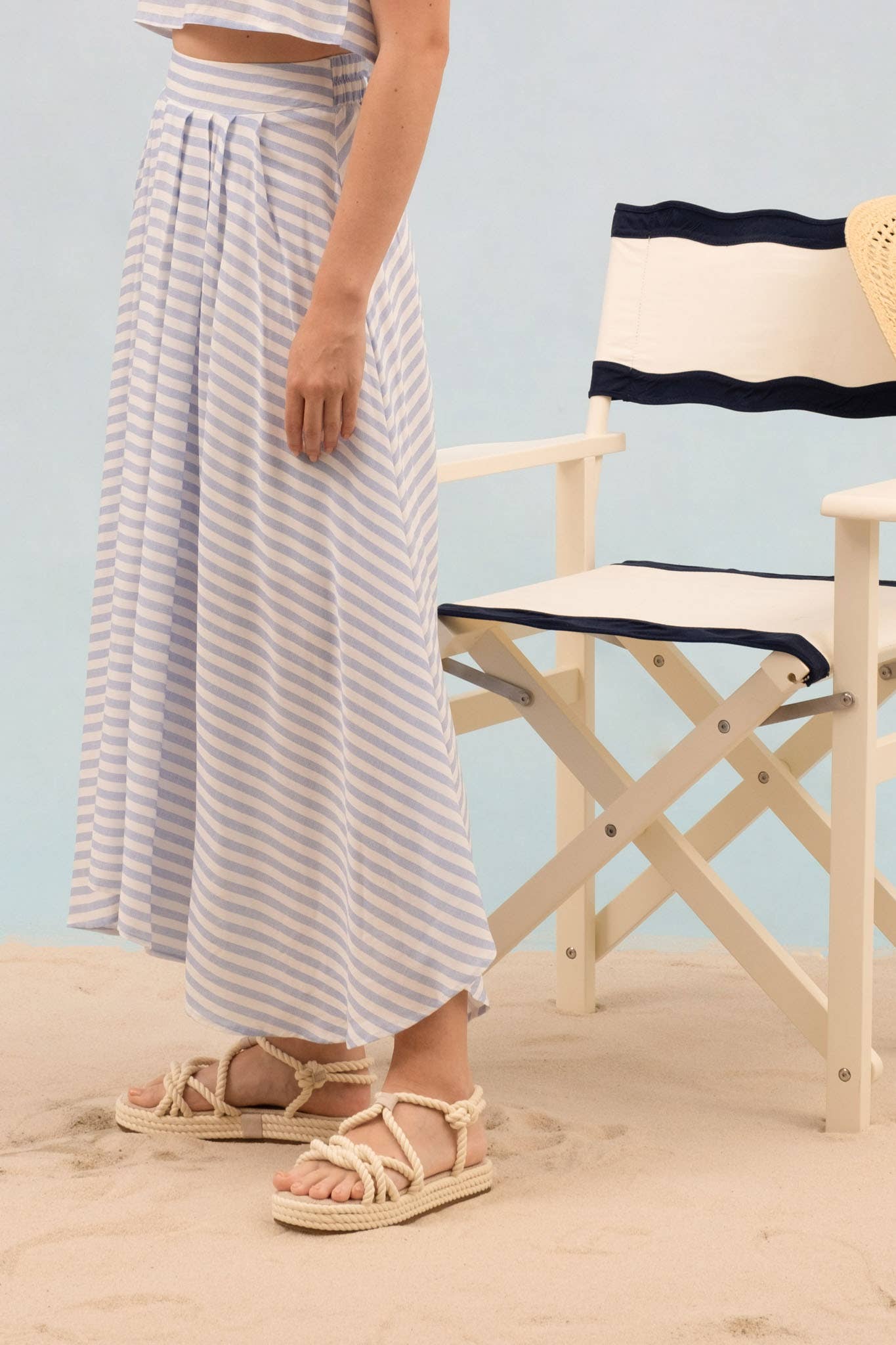 Anchors Away Striped Midi Skirt