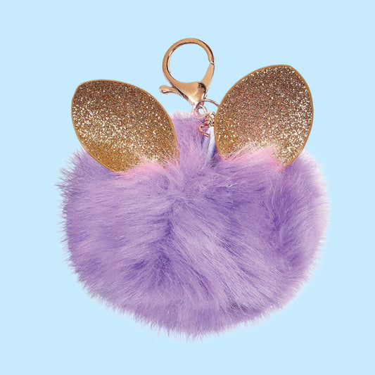 Iscream Purple Pom-Pom Keychain Glitter Ears