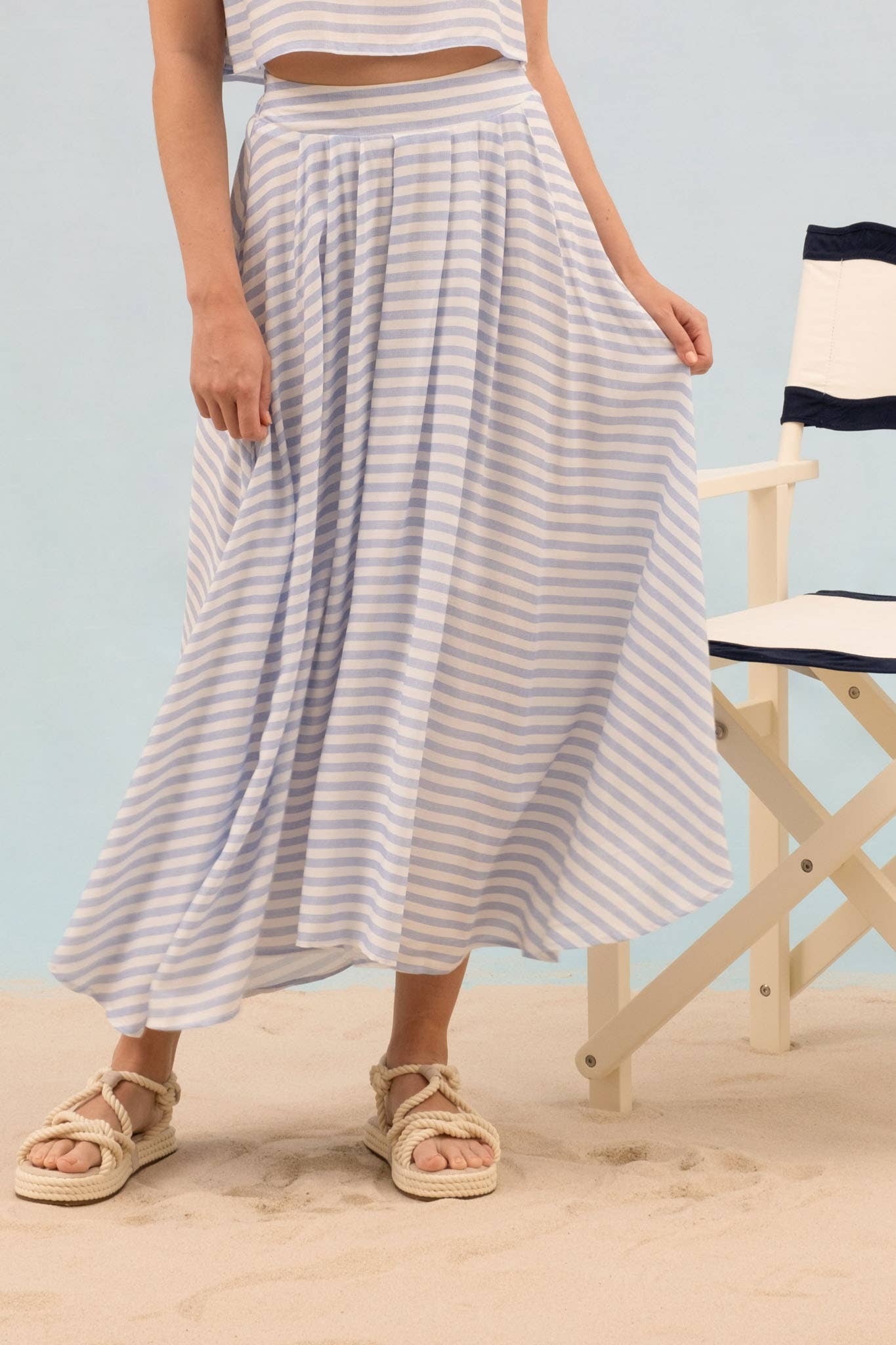 Anchors Away Striped Midi Skirt