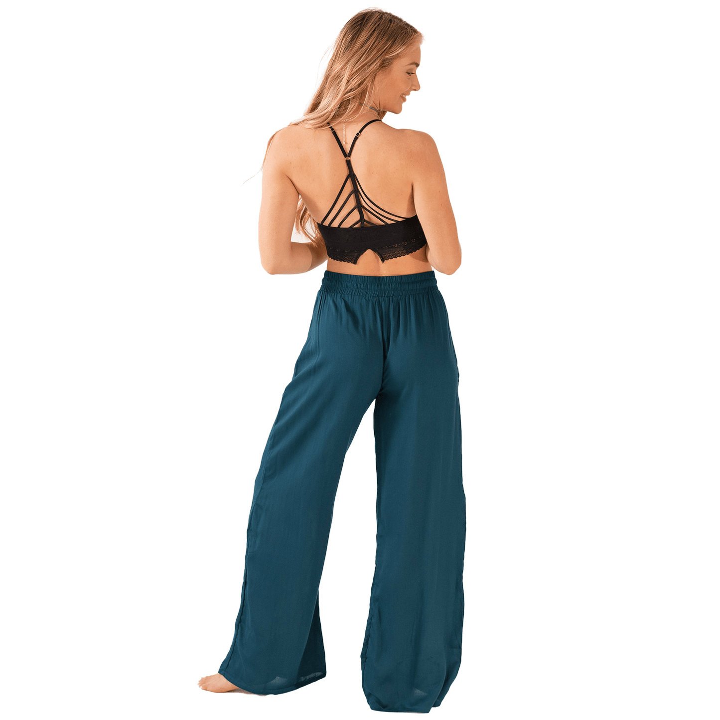 Wide Leg Drawstring Pants | Deep Teal