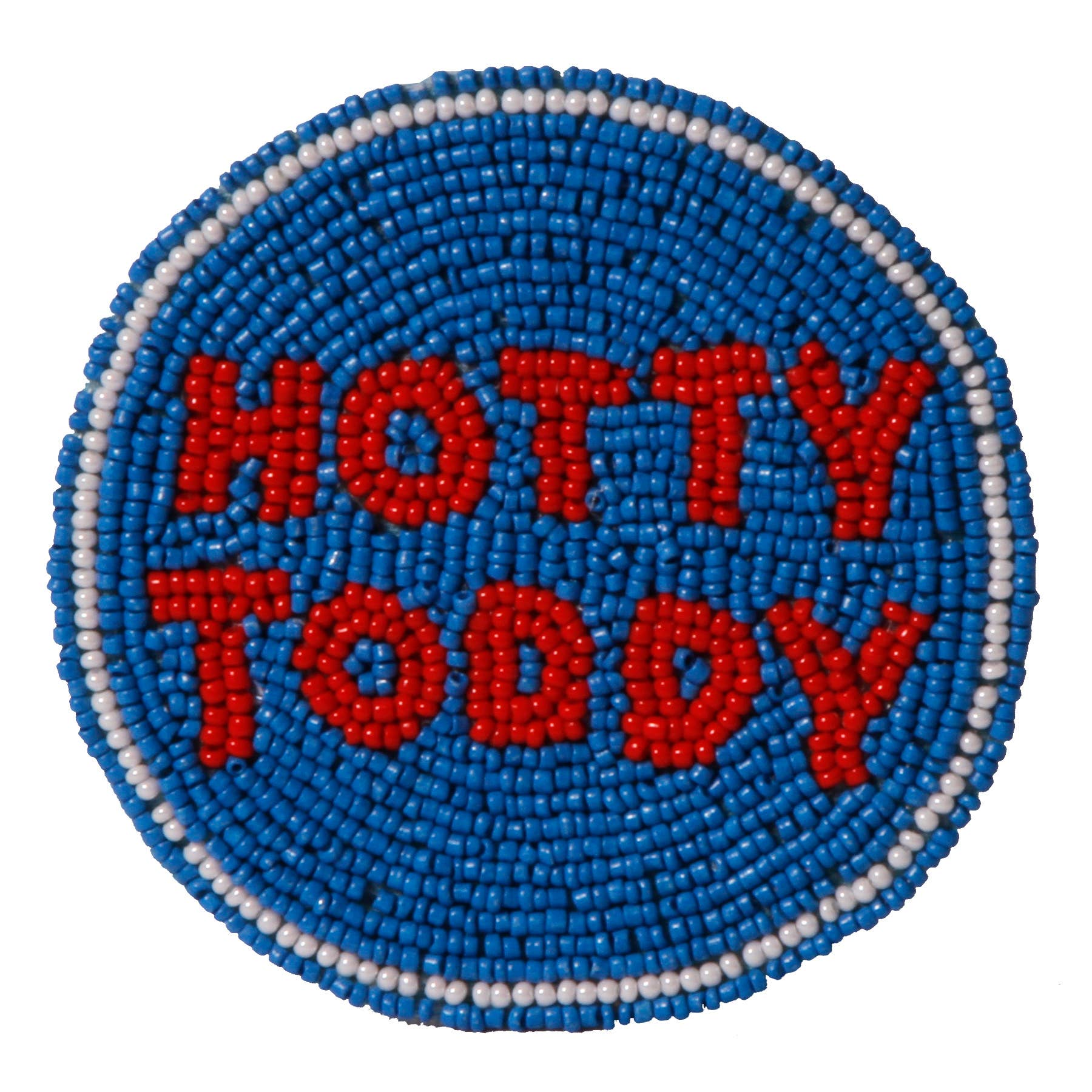 Hotty Toddy Ole Miss Rebels Beaded Game Day Button Red and Blue