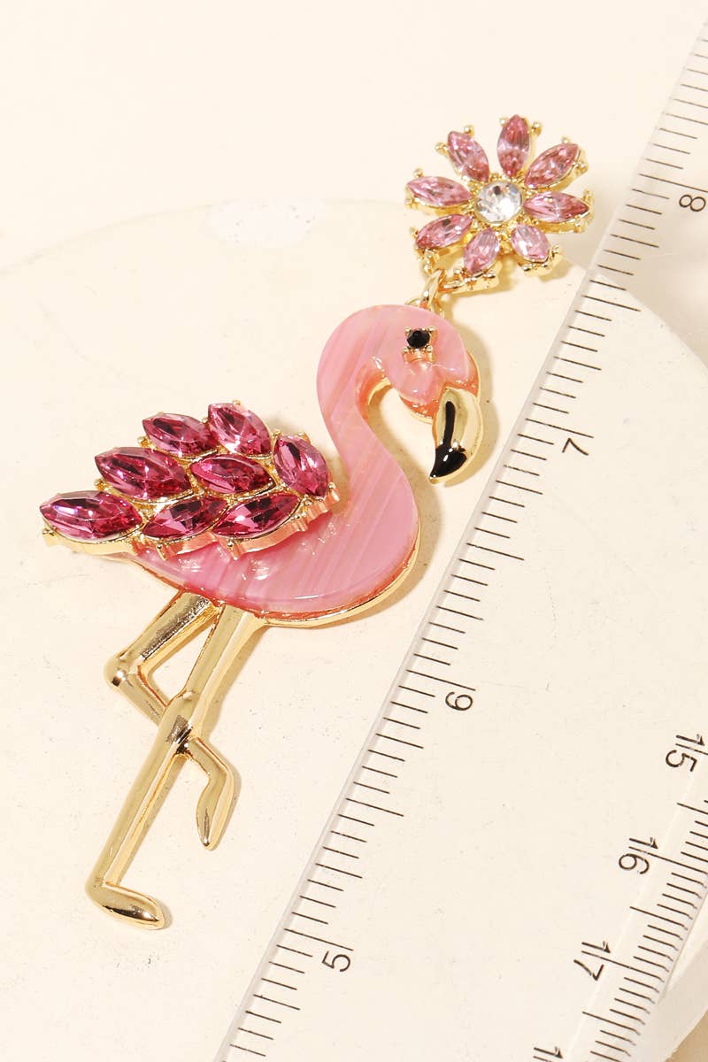 Flamingo Rhinestone Earrings