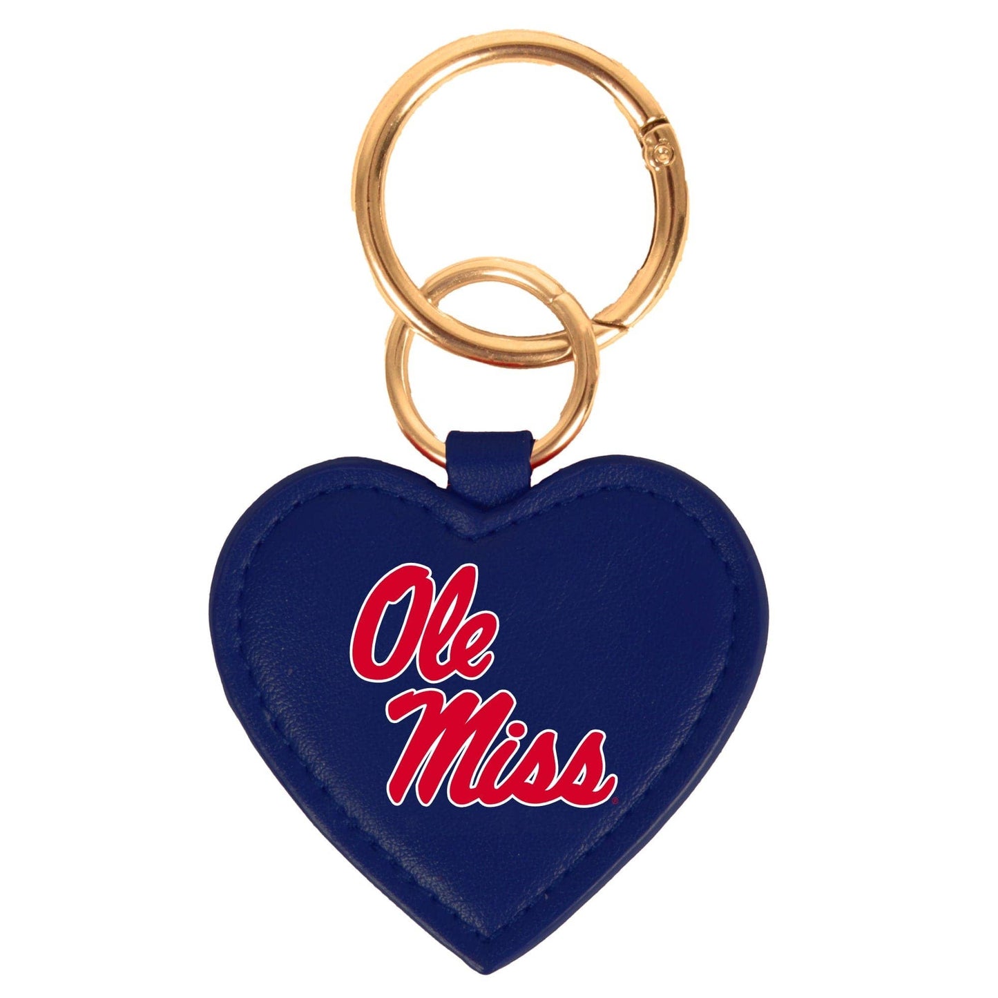 Navy Ole Miss Rebels Leather Heart Key Chain Bag Charm
