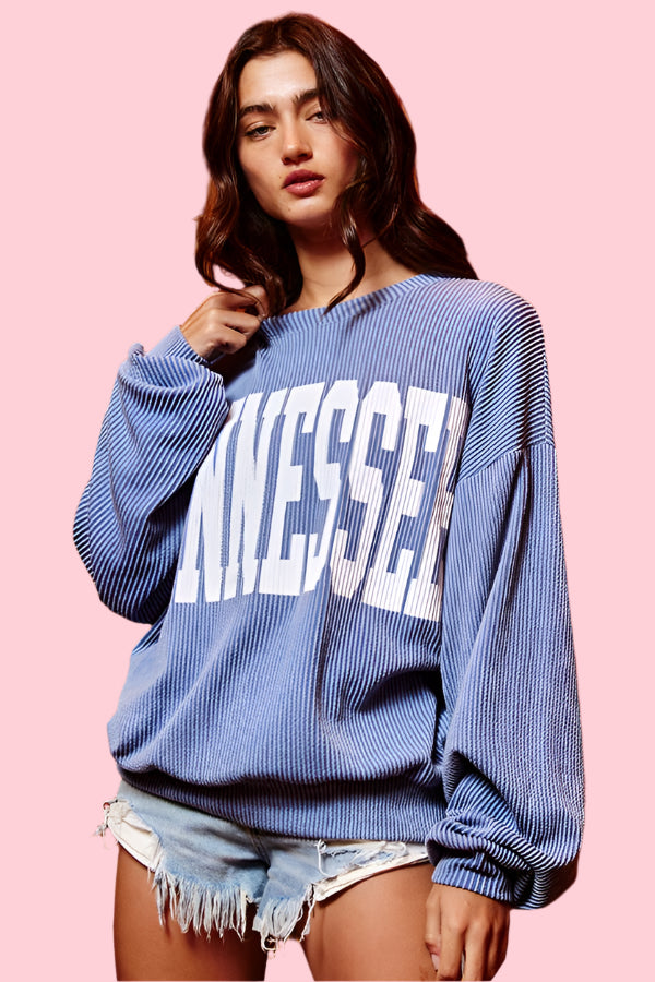 Tennessee Oversized Pullover Sweatshirt Blue
