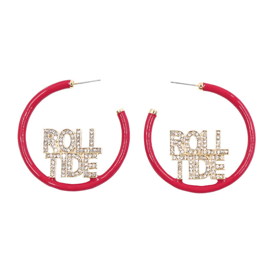 University of Alabama Roll Tide Pave Hoop Earrings Brianna Cannon Officially Licensed