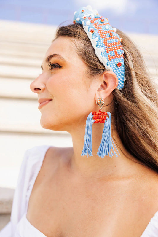 Color Block Tassel Earrings | Powder Blue
