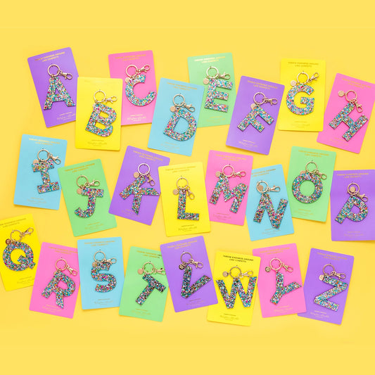 Colorful Confetti Letter Keychains