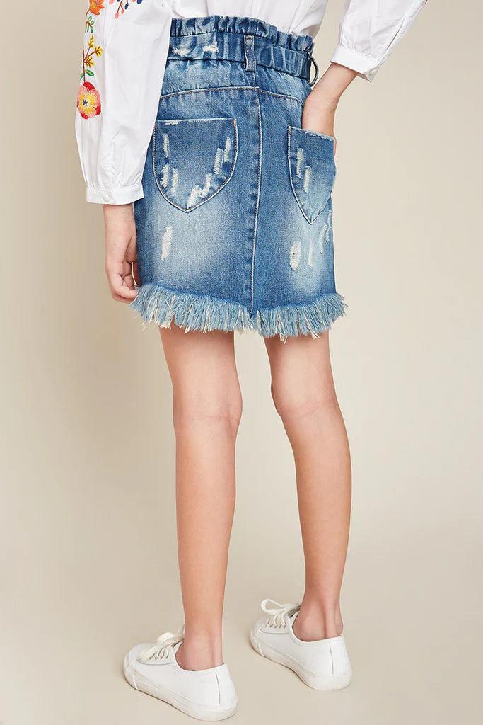 Hayden Girls Denim Distressed Skirt