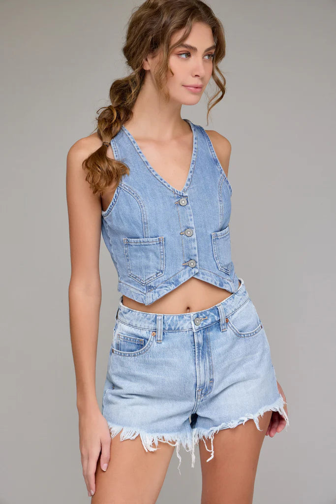Supersoft Crop Denim Vest