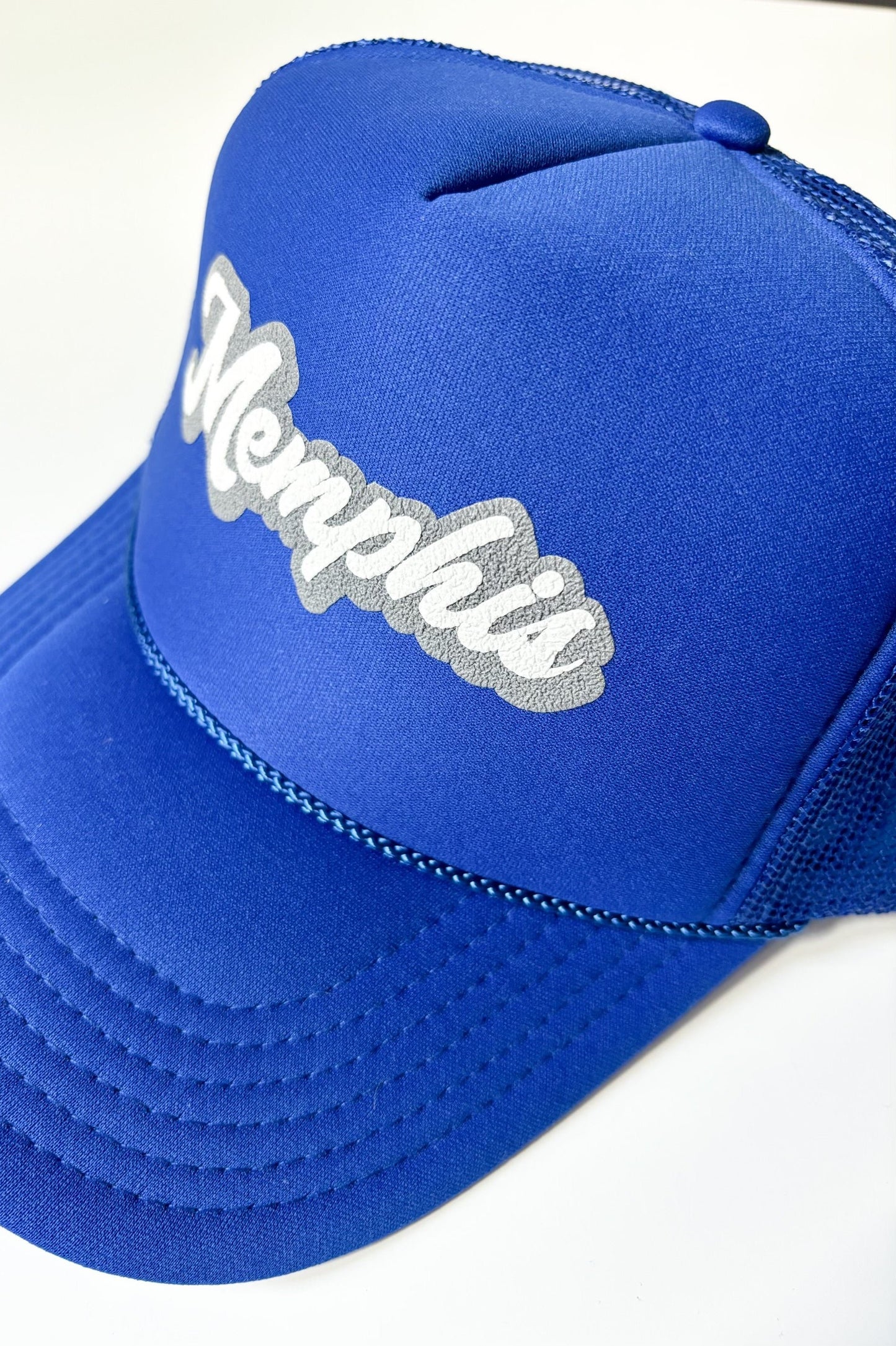 Memphis Script Trucker Hat | Royal Blue
