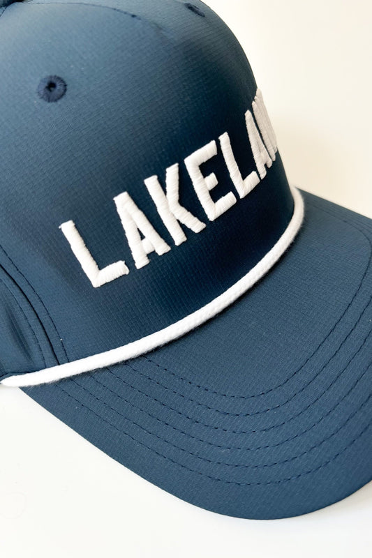 Lakeland Performance Embroidered Snap Back Hat Navy Blue