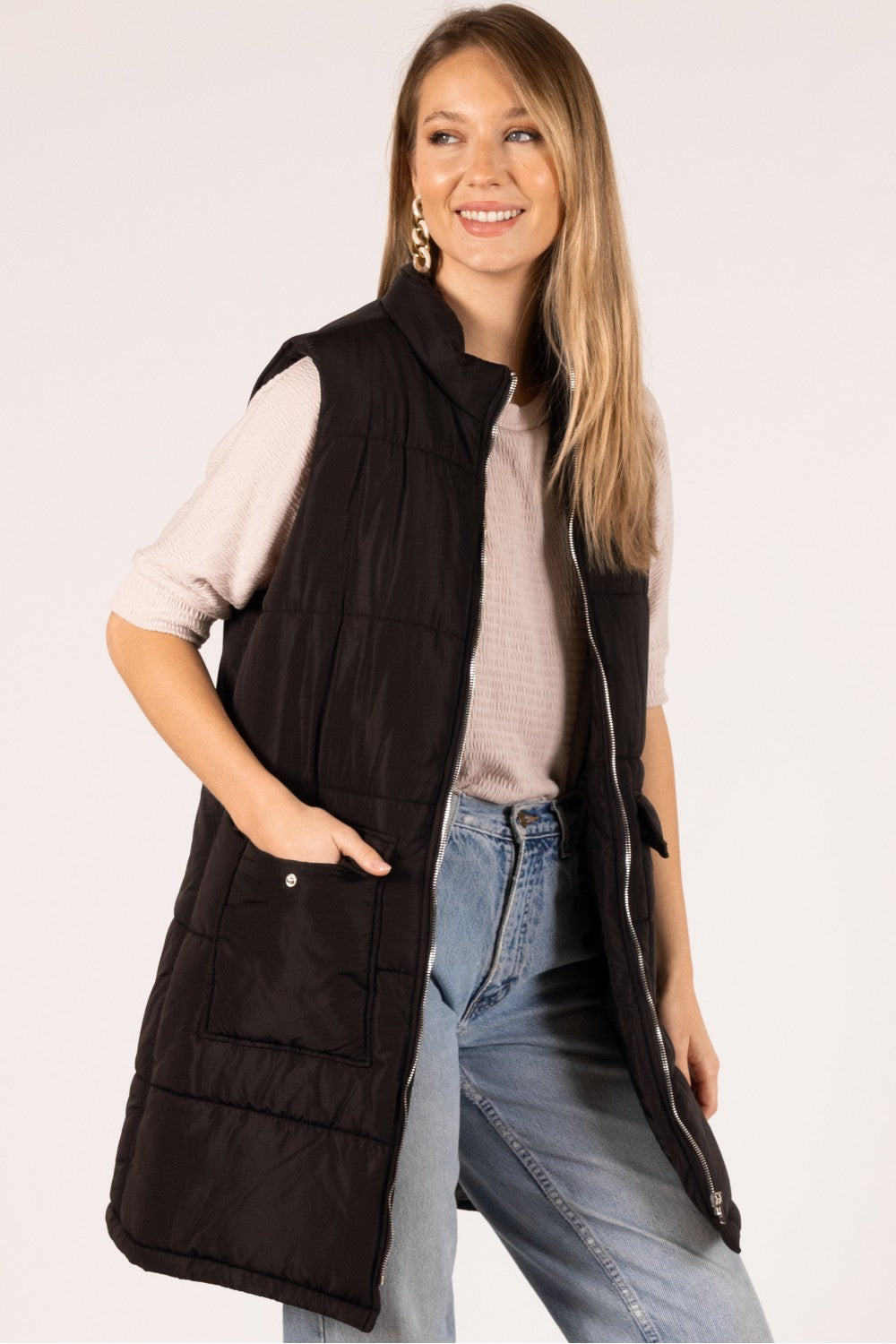 Molly Quilted Midi Puffer Vest