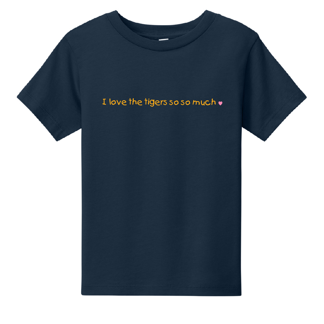 Navy Blue I love the Tigers Youth Tee