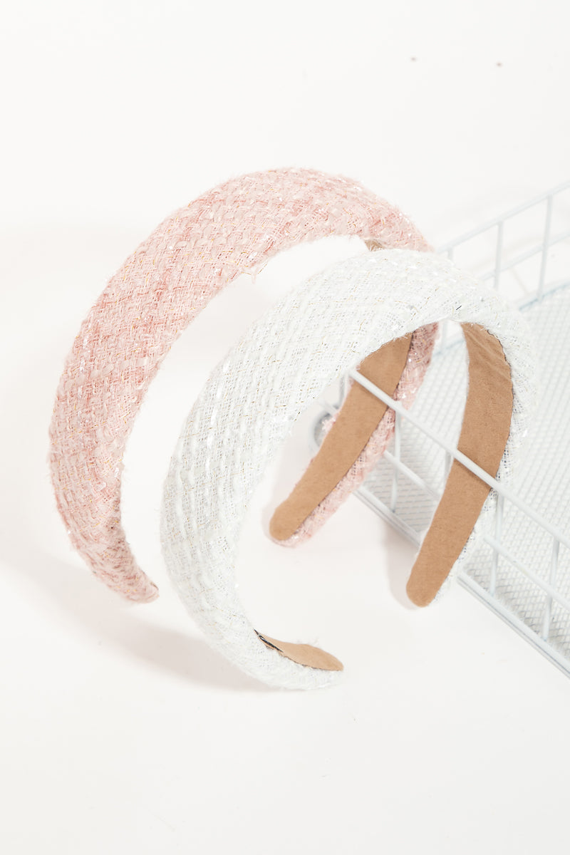 Whimsy Braided Knit Headband in Light Pink Or White
