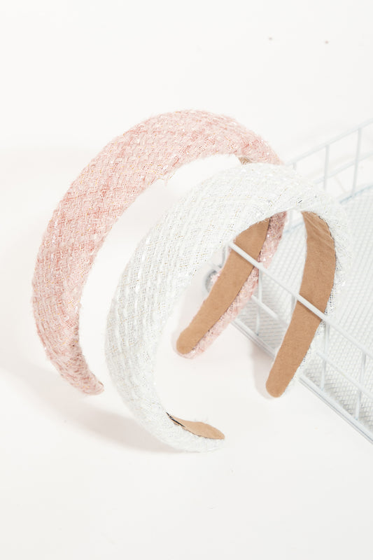 Whimsy Braided Knit Headband in Light Pink Or White