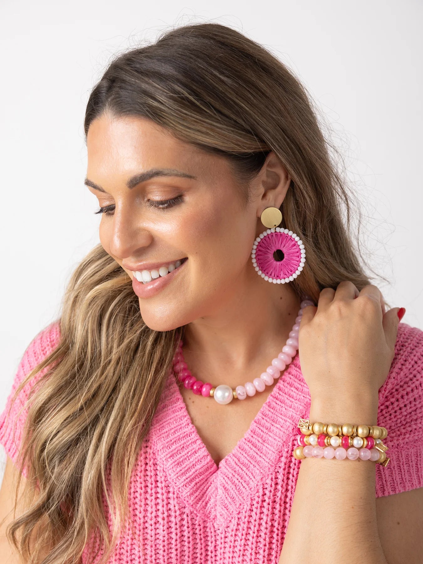 Michelle McDowell Shea Earrings Pink White