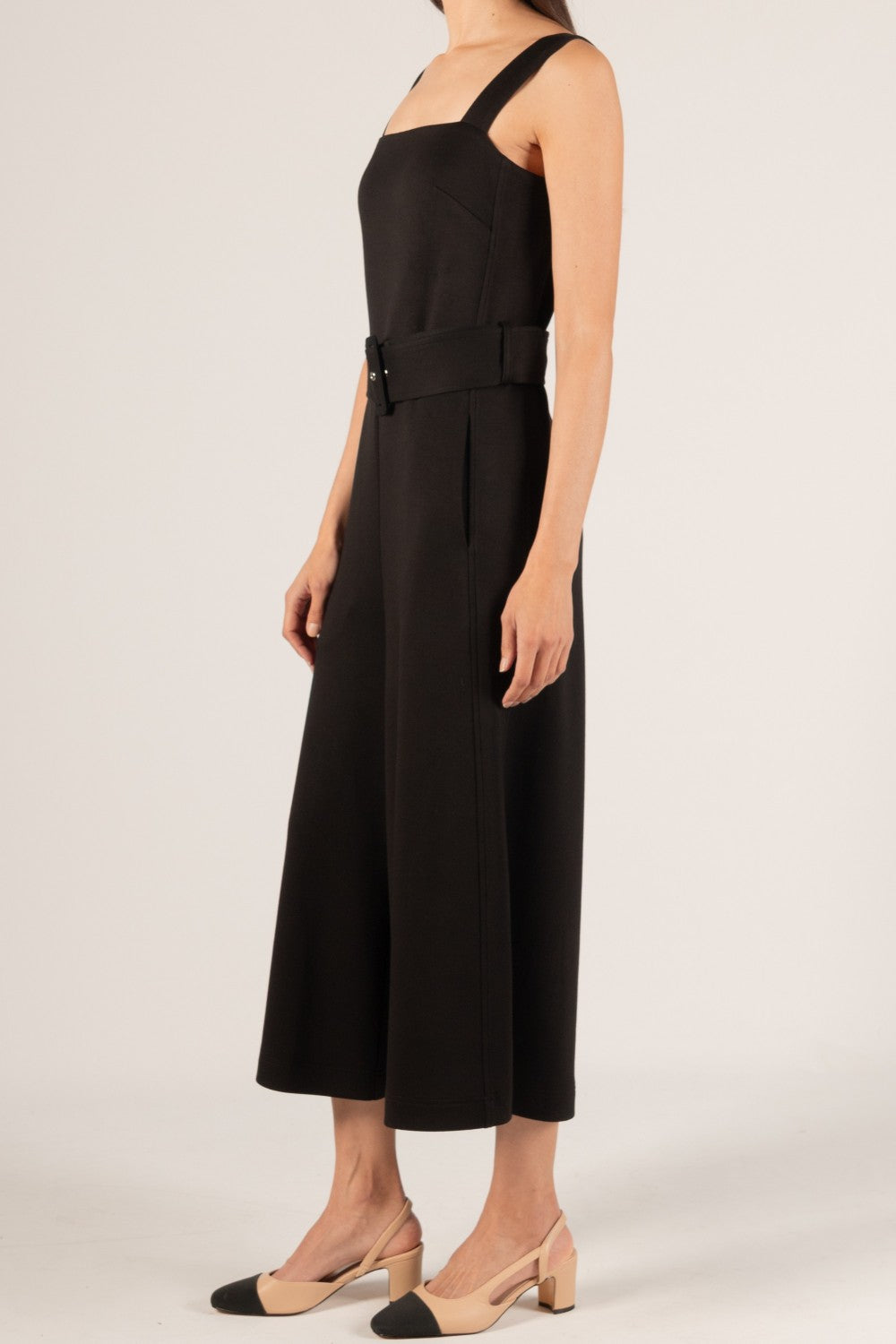 Lori Culotte Belted Jumpsuit | Black