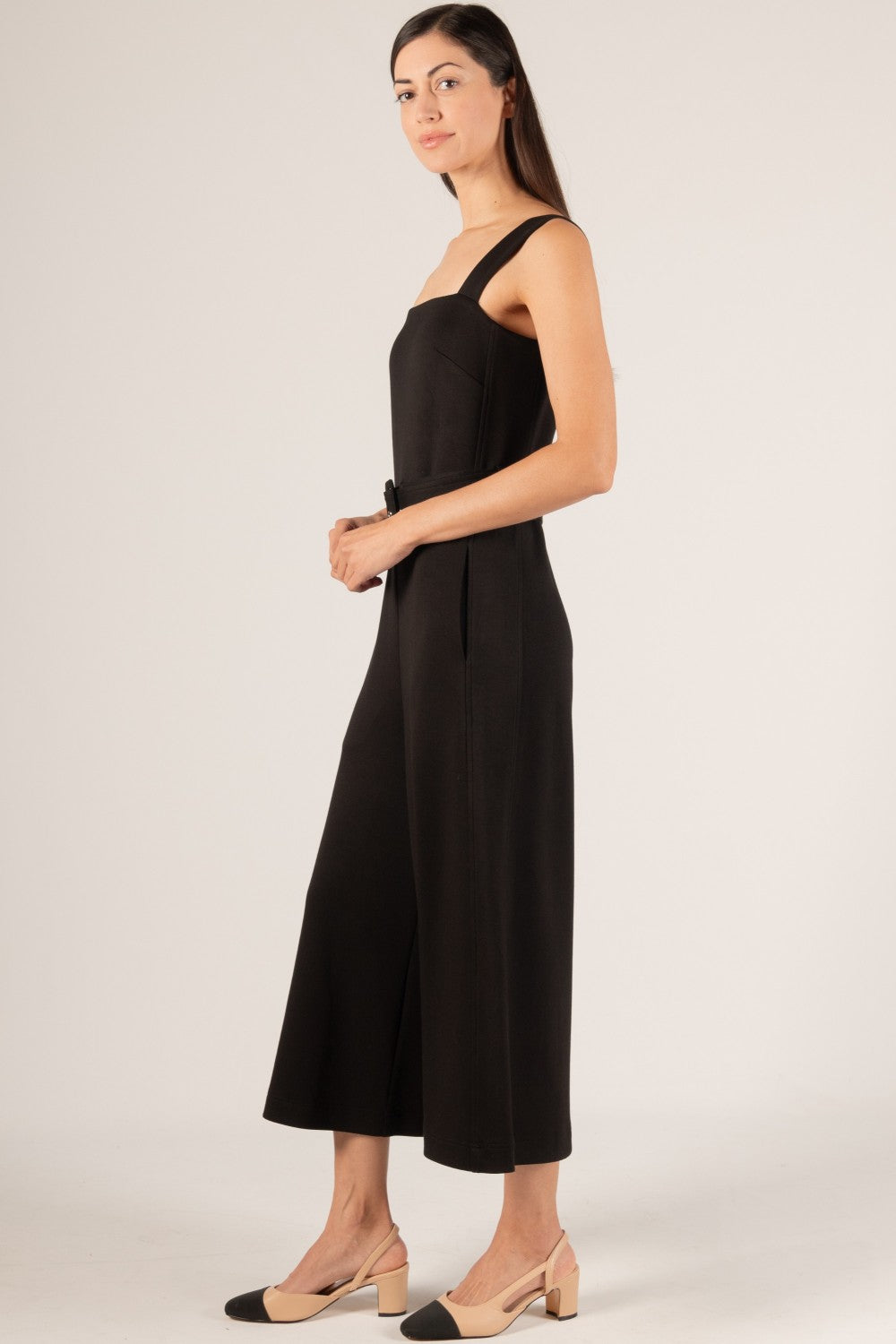 Lori Culotte Belted Jumpsuit | Black