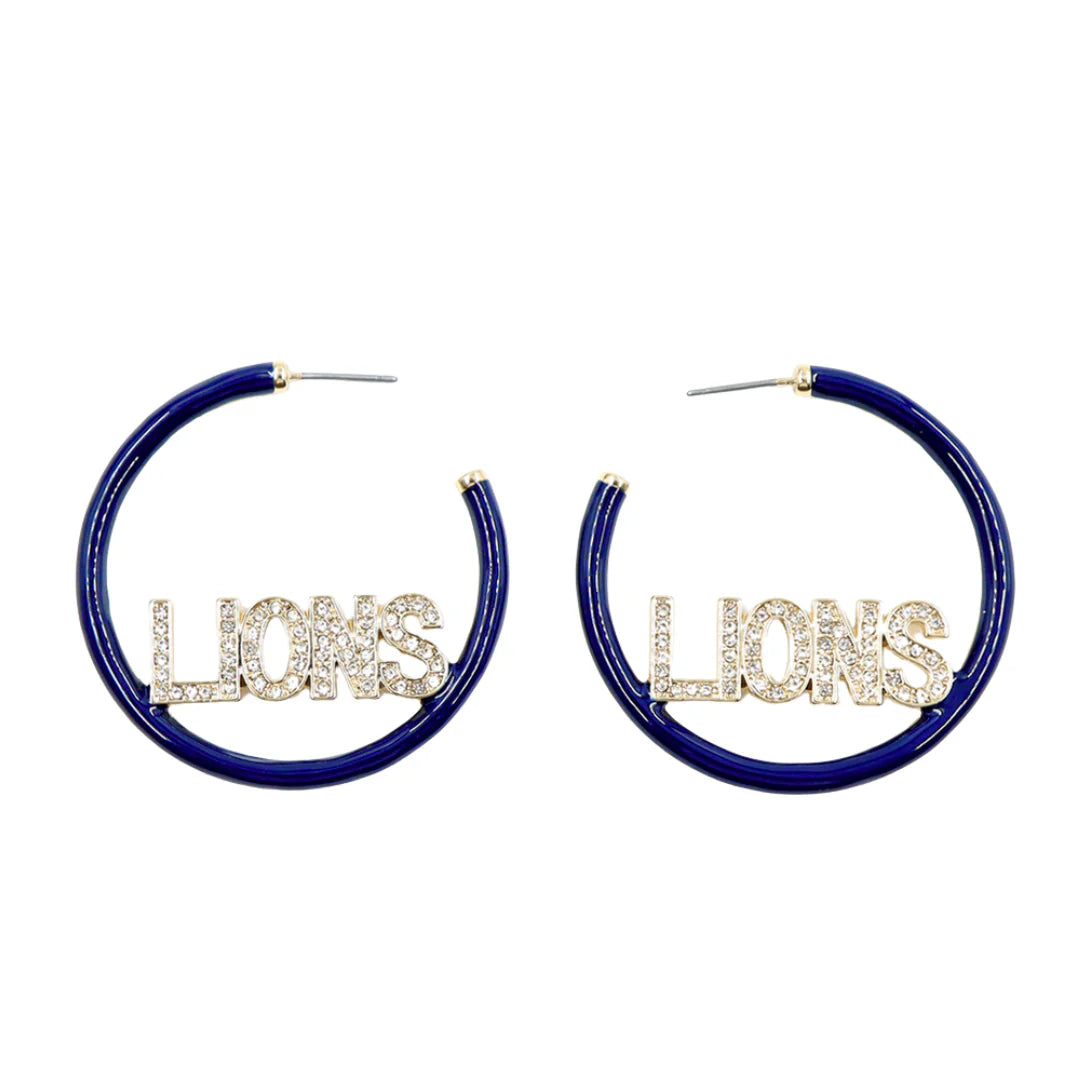 Penn State University Nittany Lions Pave Hoop Navy Earrings