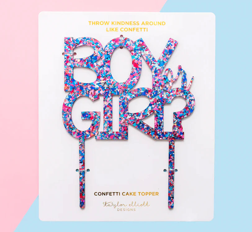 Taylor Elliott Confetti Cake Topper Gender Reveal