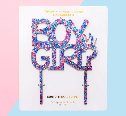 Taylor Elliott Confetti Cake Topper Gender Reveal