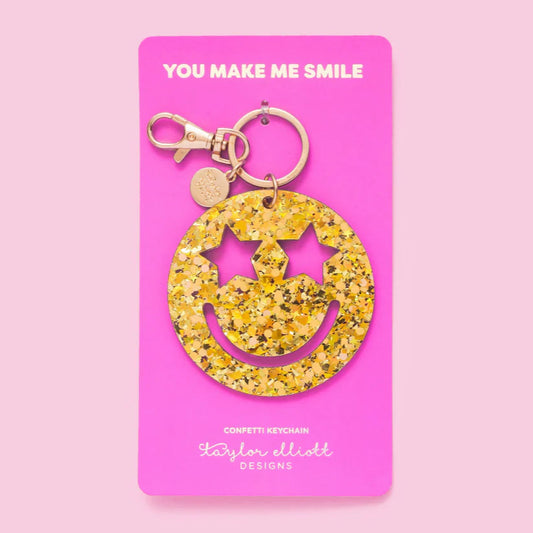 Taylor Elliott Smiley Stars Confetti Keychain
