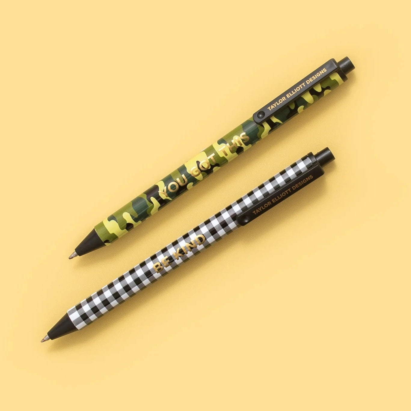 Taylor Elliott Designs Camo / Gingham Gel Pen Set