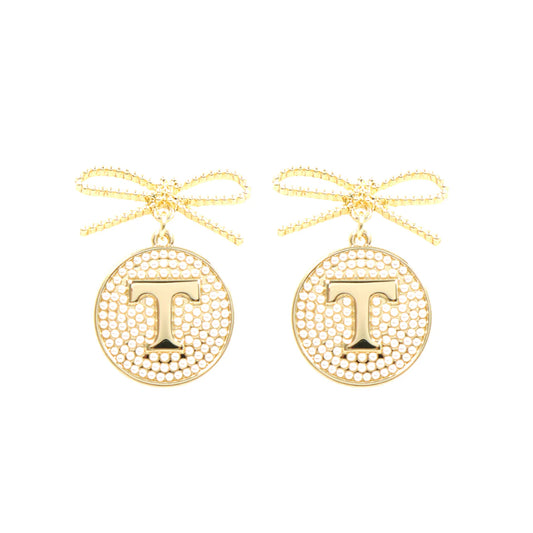 University of Tennessee Gold Medallion Game Day Earrings with Bow Brianna Cannon