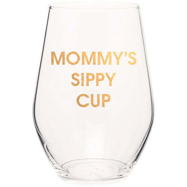 Mommy's Sippy Cup Stemless Wine Glass Gold Foil