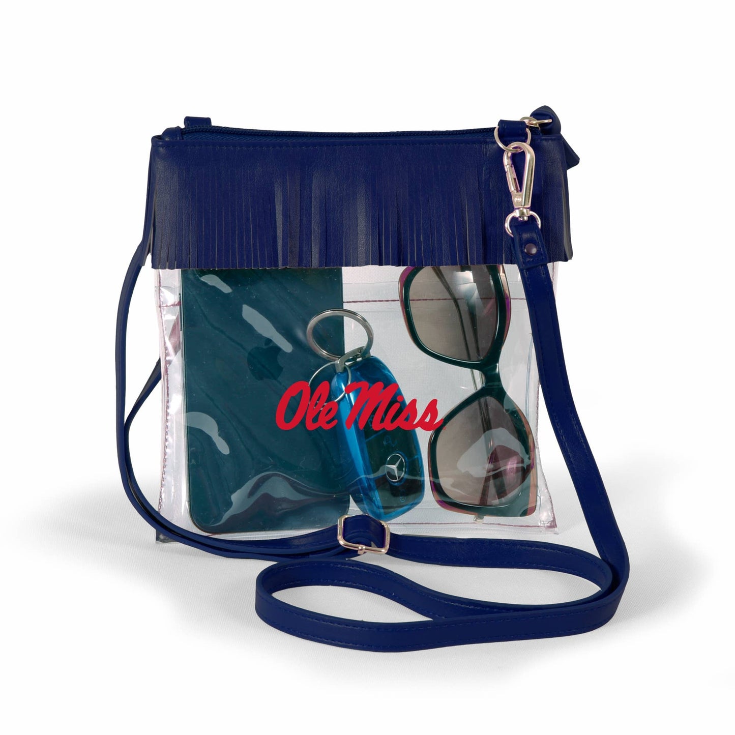 Ole Miss Clear Crossbody Fringe Bag