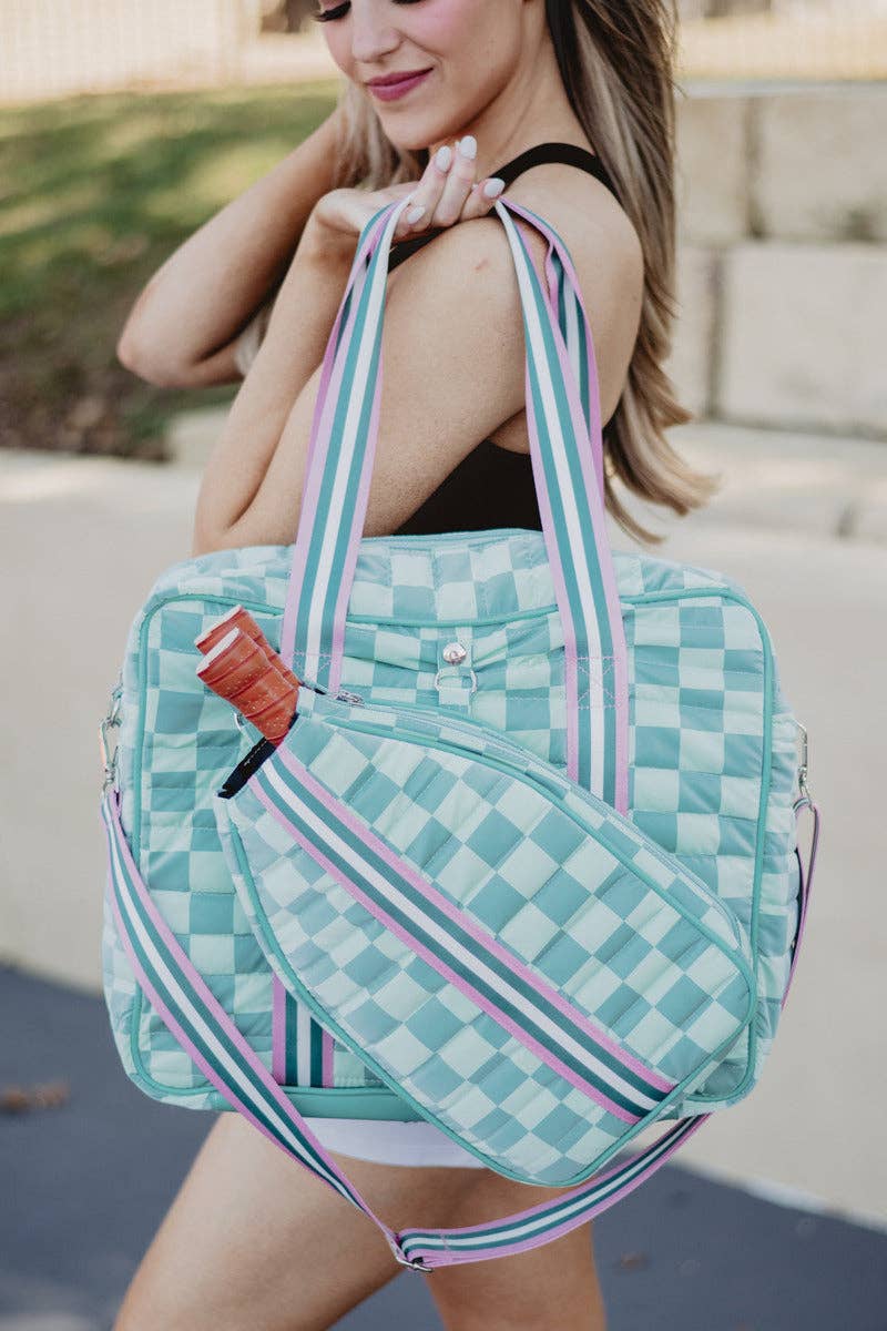 Checkerprint Pickleball Duffle Bag | Teal