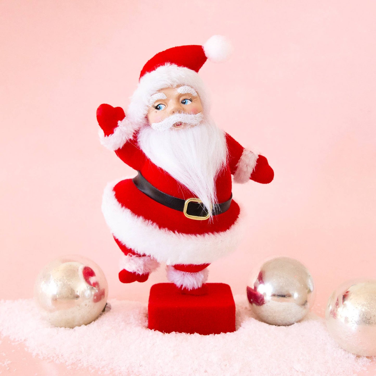 Retro Flocked Holiday Santa