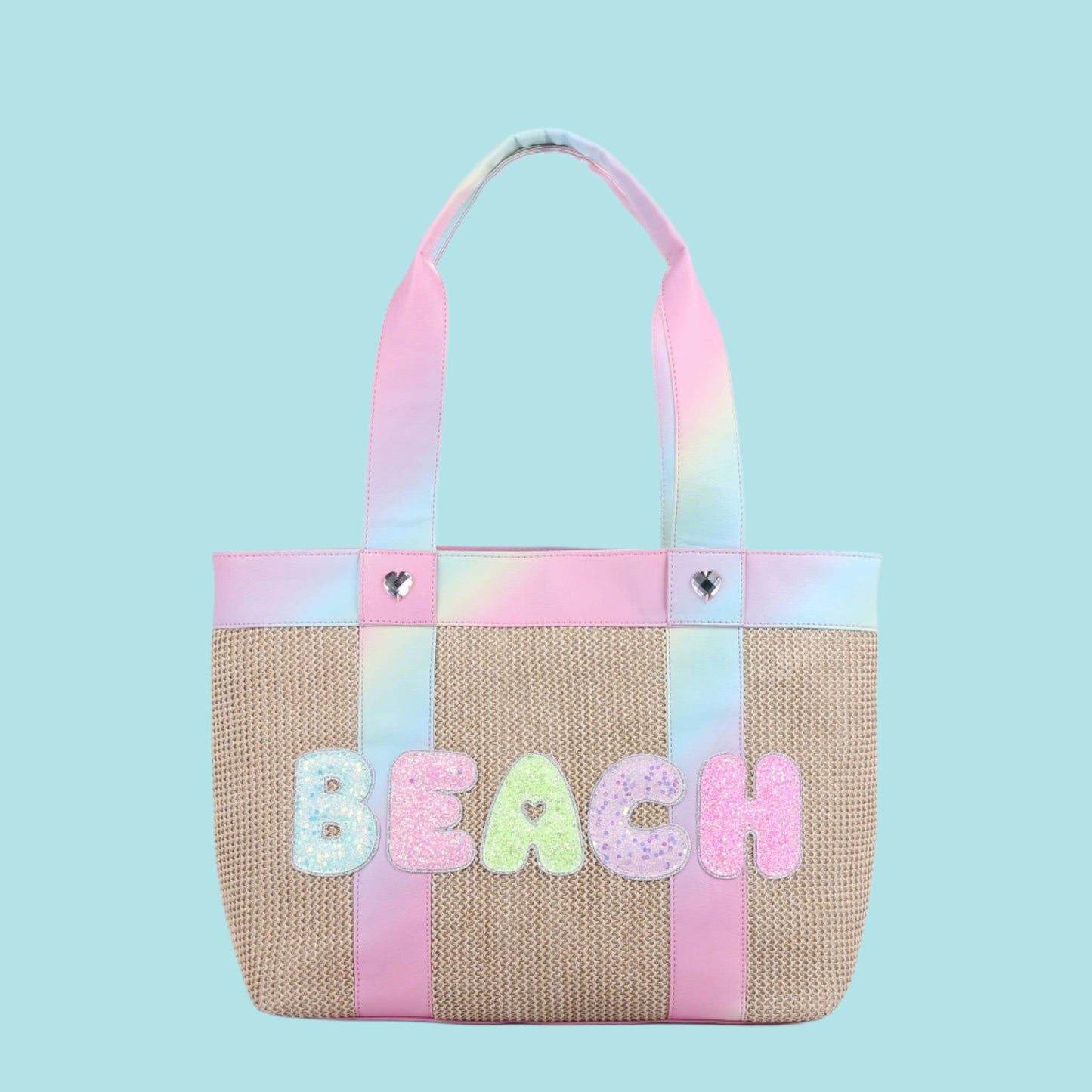OMG Accessories BEACH Straw Woven Tote Bag