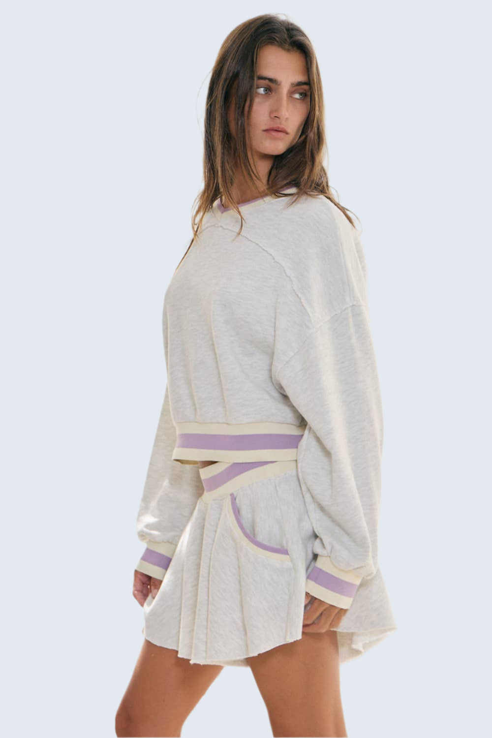 Lavender Lounge Cropped Loose Fit Pullover