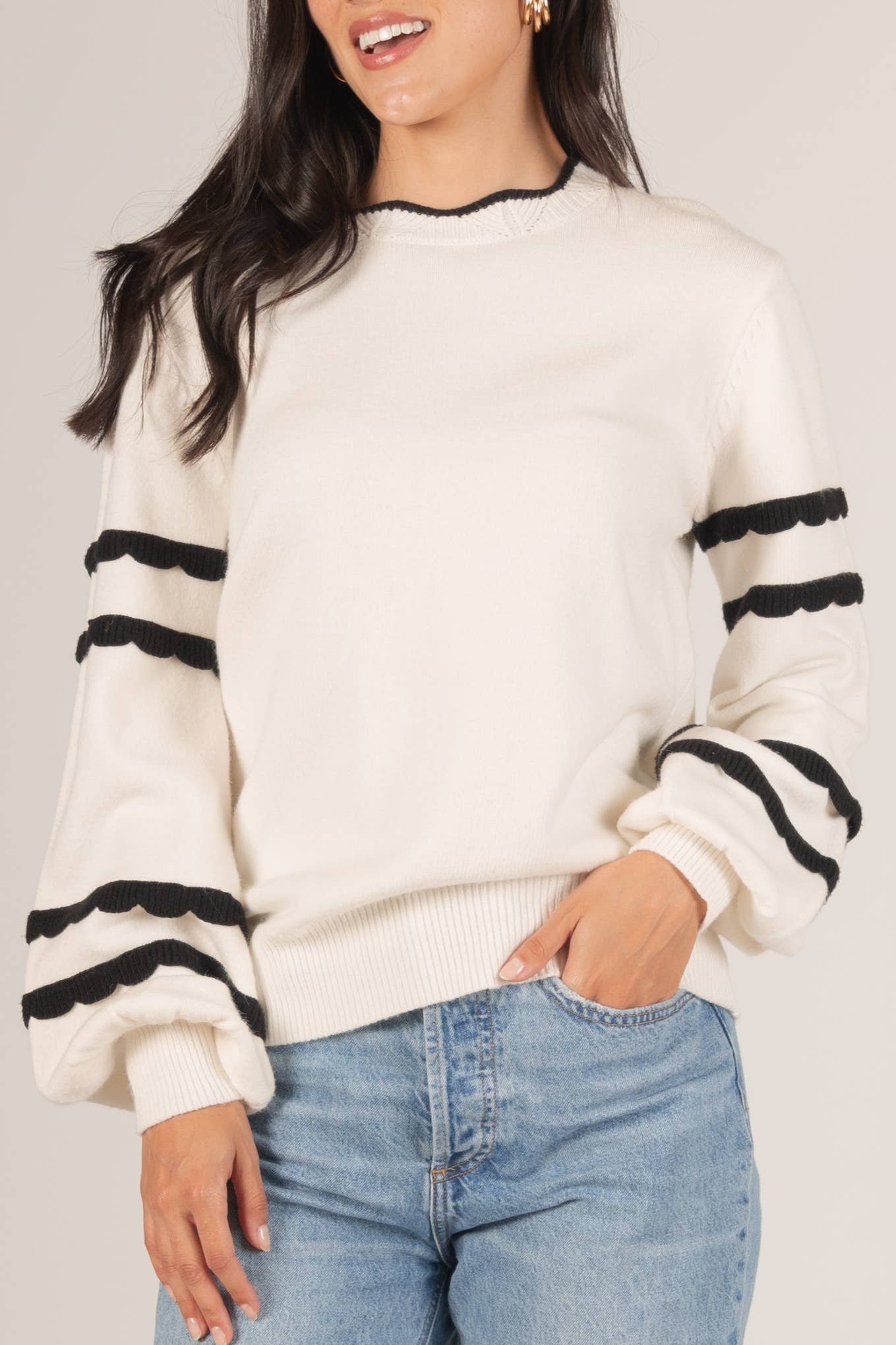 Scalloped Trim Sweater