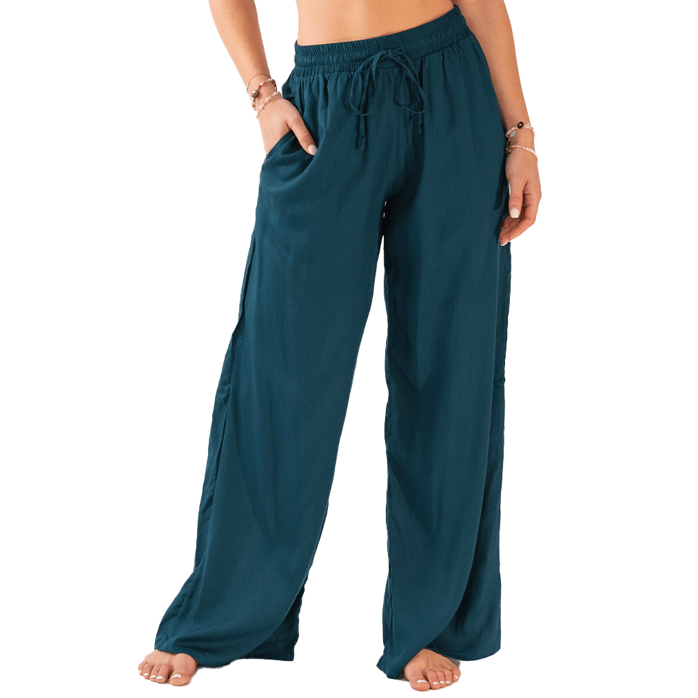 Wide Leg Drawstring Pants | Deep Teal