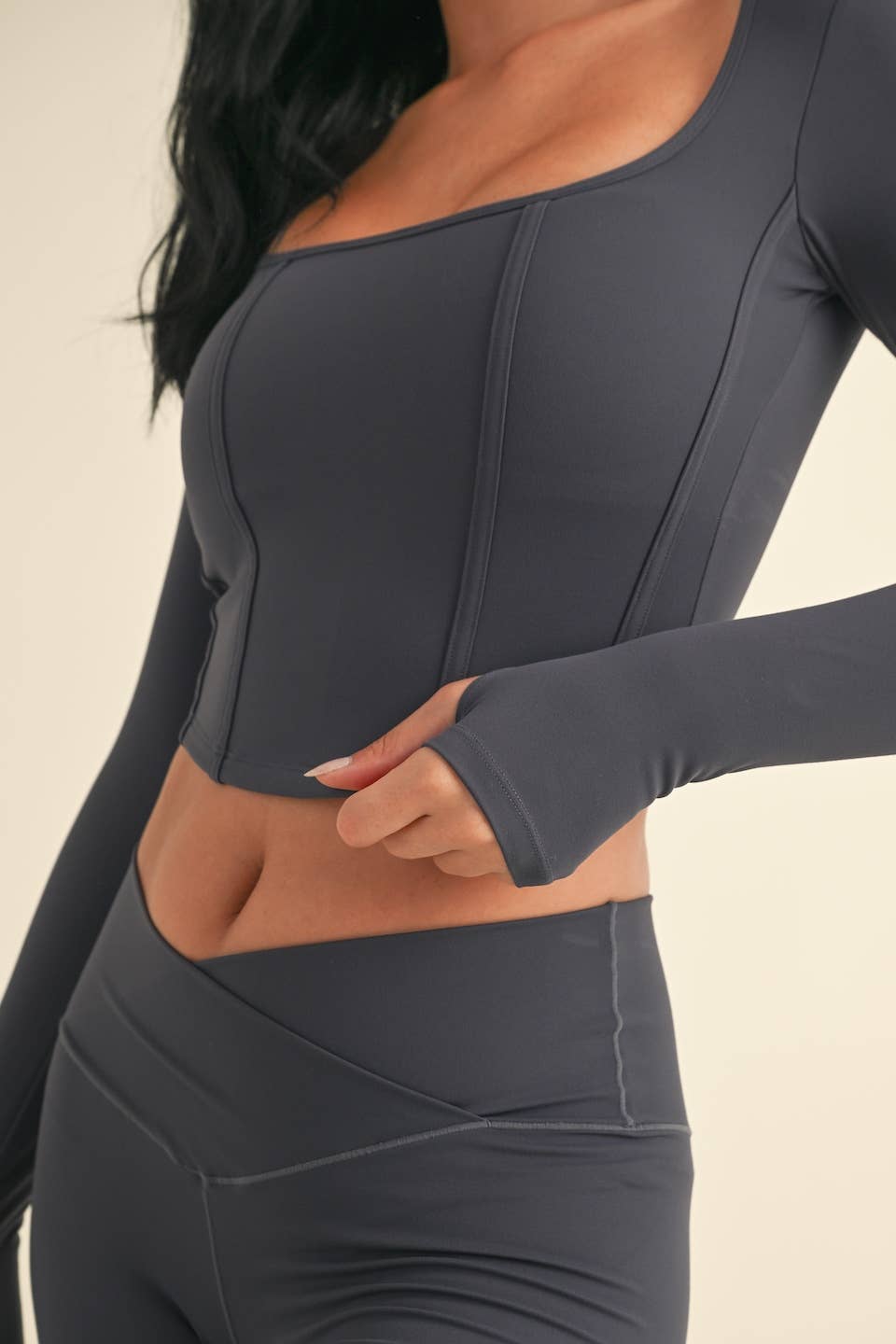 Square Neck Corset Top | Ash Blue