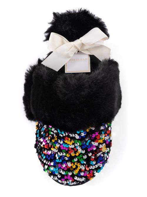 Party Night Sequin Slippers | Black