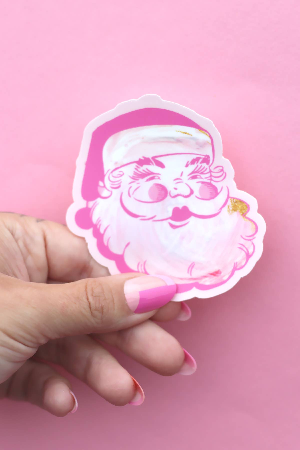 Pink Santa Claus Vinyl Sticker