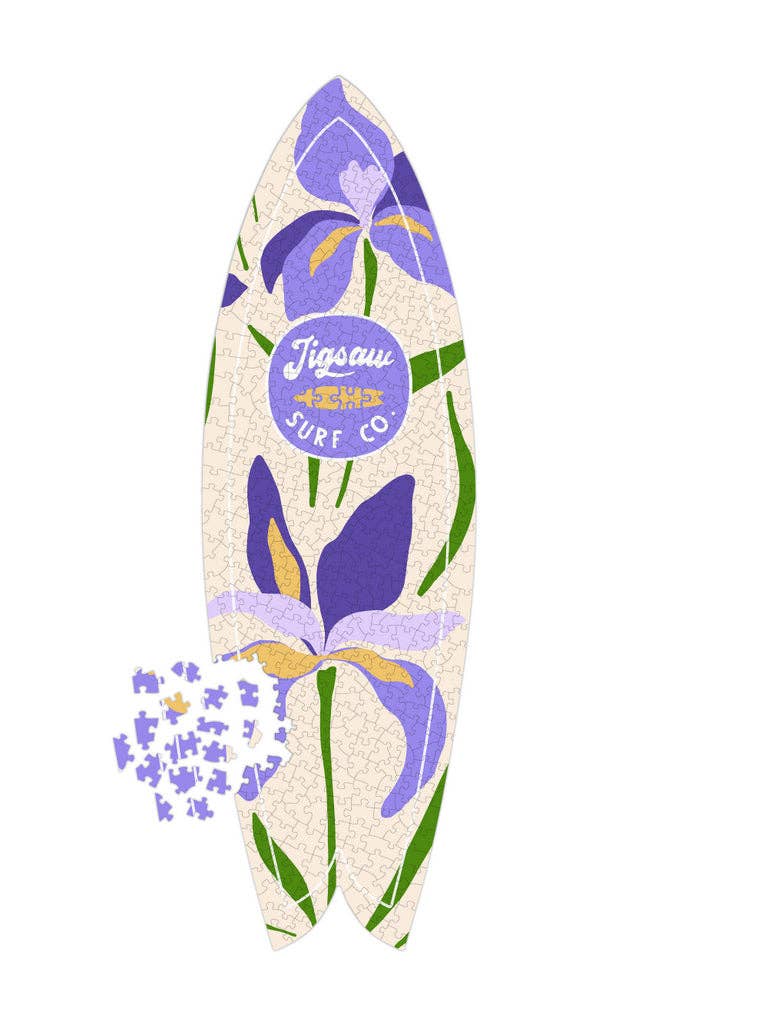 Jigsaw Surf Co Surfboard Puzzle Wall Art | Bearded Iris