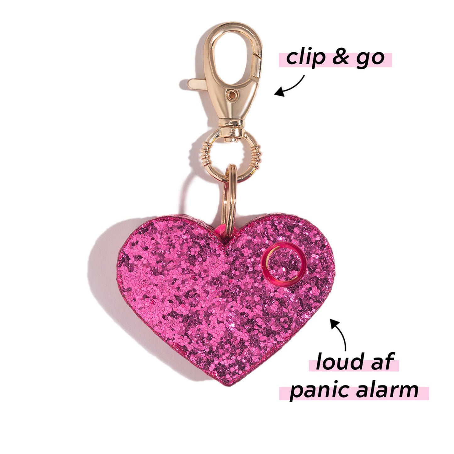 Safety Alarm Glitter Heart Keychain