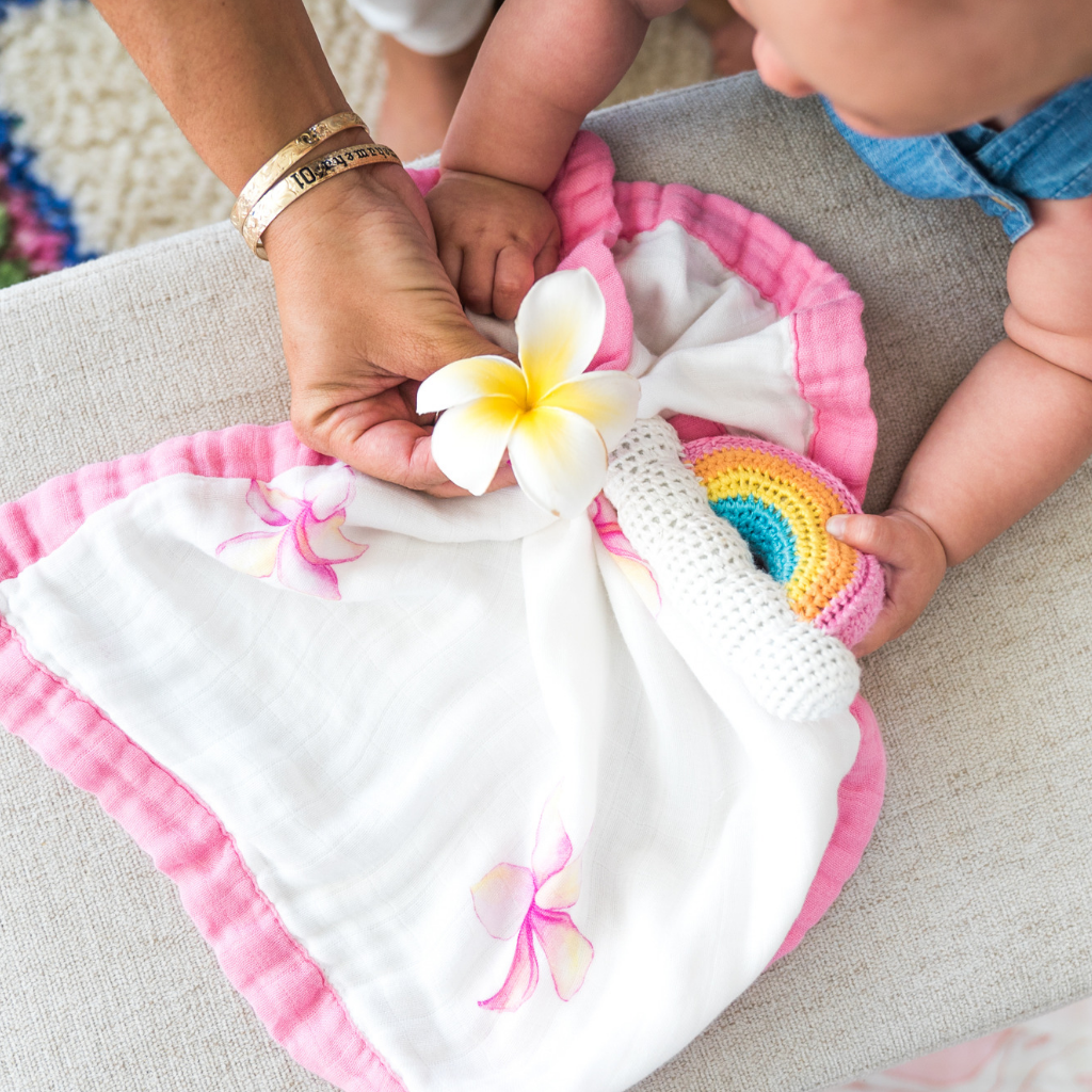 Plumeria Security Baby Blanket Bamboo Fabric Coco Moon