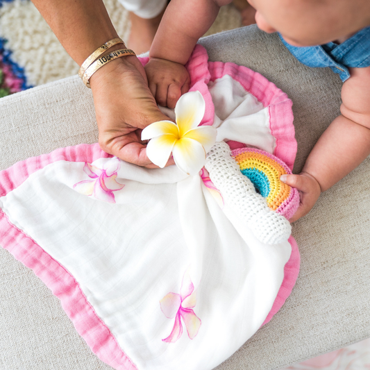 Plumeria Security Baby Blanket Bamboo Fabric Coco Moon